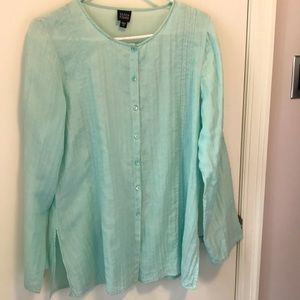 Eileen Fisher silk and cotton blend tunic in sea foam green